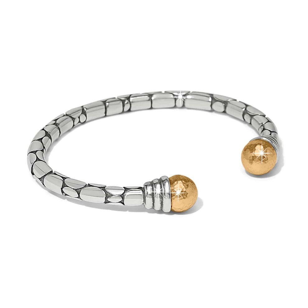 Brighton Pebble Link Two - Tone Open Flex Cuff Bracelet – Silver & Gold - Juli's Wearable Art