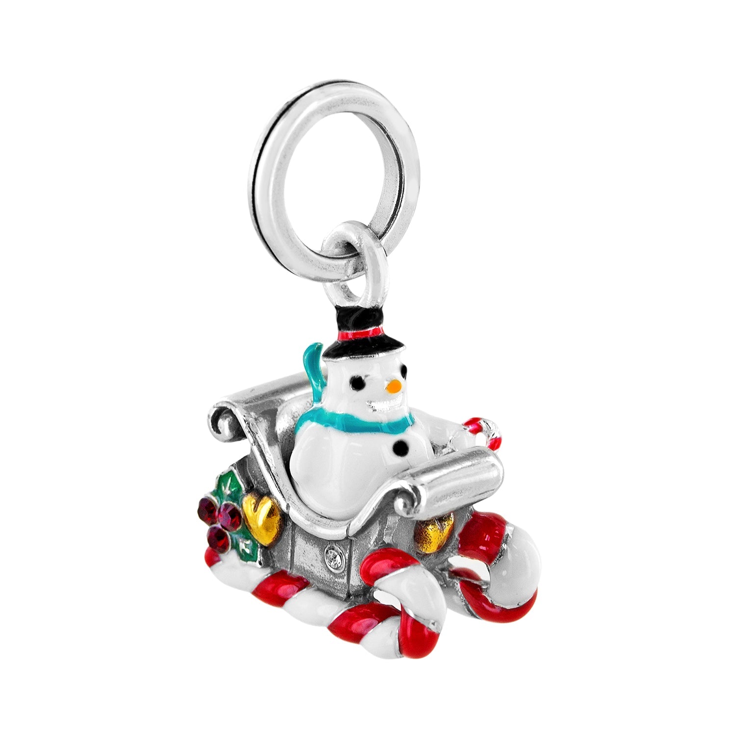 Brighton Snowman Sleigh Charm - Juli's Wearable Art