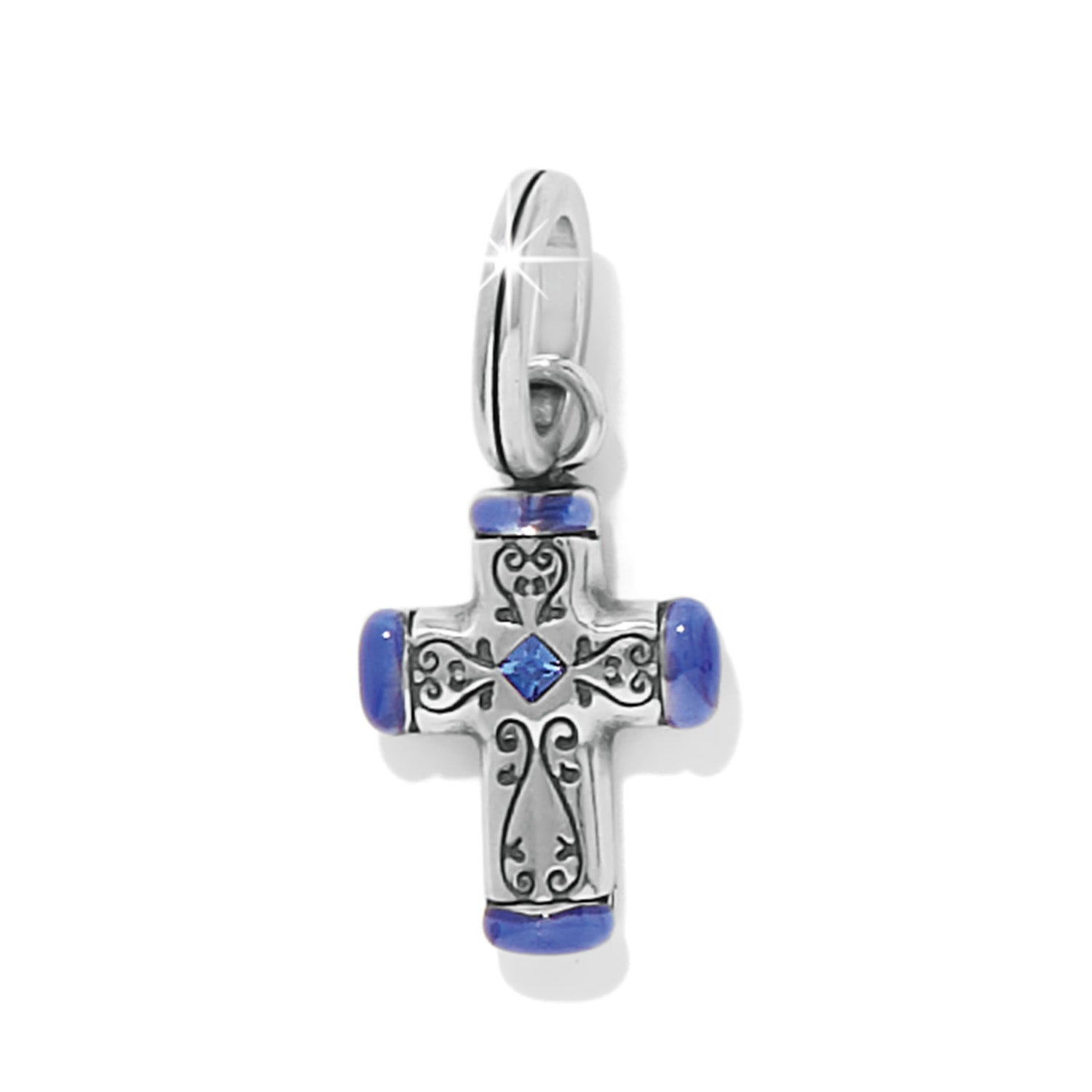 Brighton Venezia Cross Charm - Silver & Blue - Juli's Wearable Art