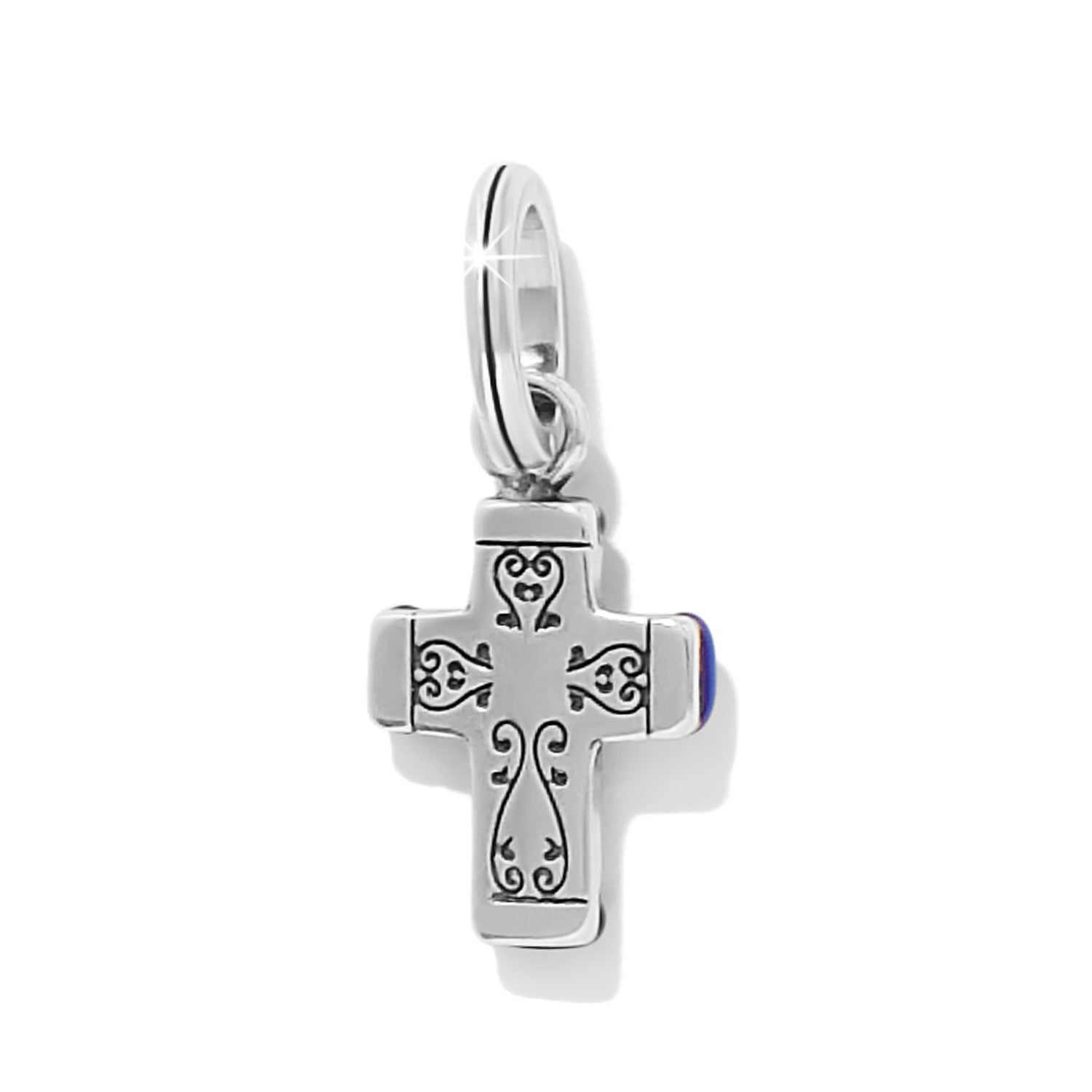 Brighton Venezia Cross Charm - Silver & Blue - Juli's Wearable Art