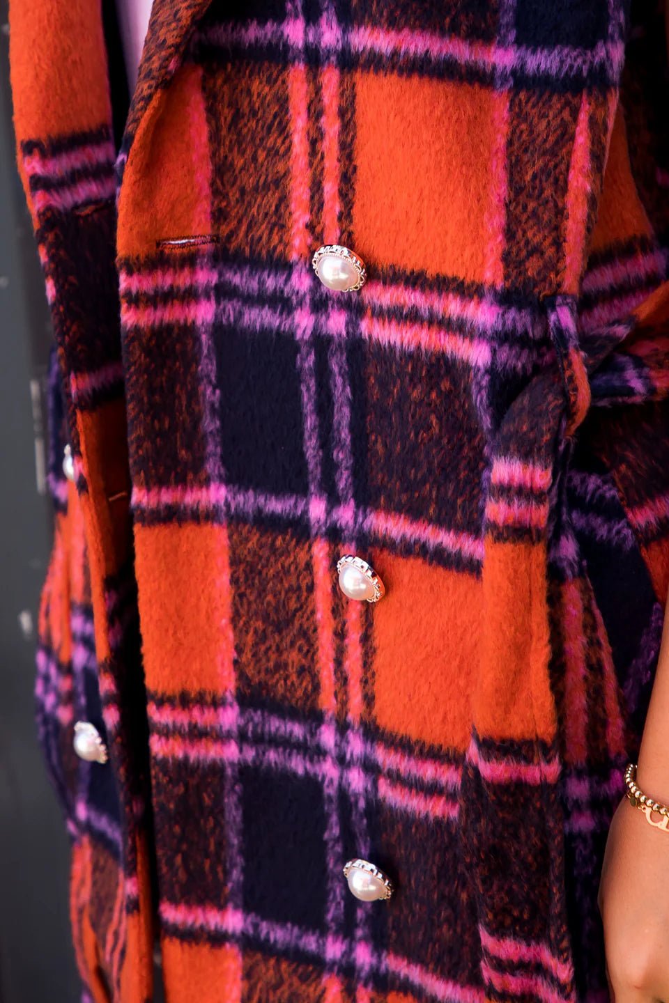 Brushed Wool - Like Plaid Double Breasted Vest - Juli's Wearable Art