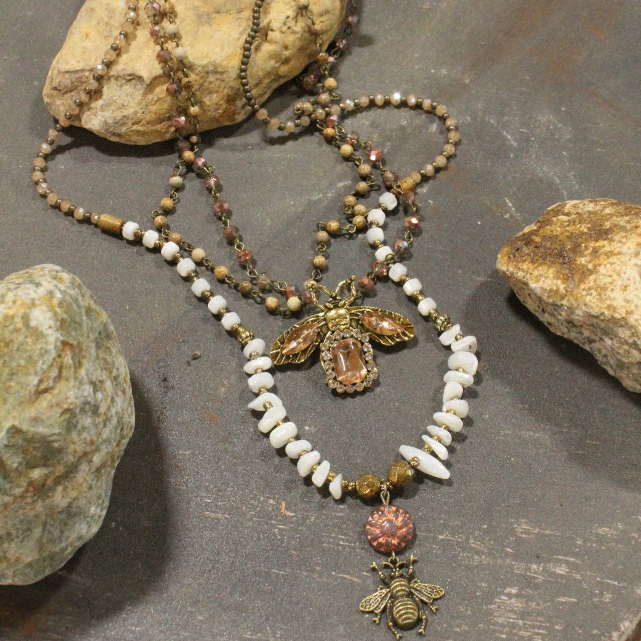 Buzzing Along Blush Layered Necklace - Juli's Wearable Art