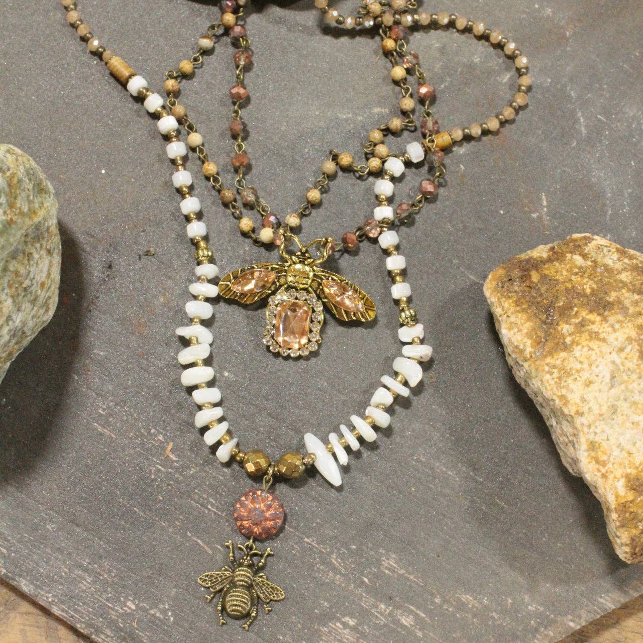 Buzzing Along Blush Layered Necklace - Juli's Wearable Art