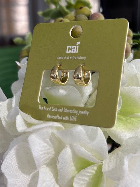 CAI Dainty Plain Dome Huggie Hoop Earrings - Juli's Wearable Art