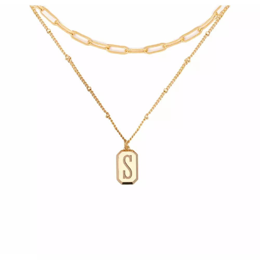 CAI Layering Tag Initial Necklaces - Gold - Juli's Wearable Art