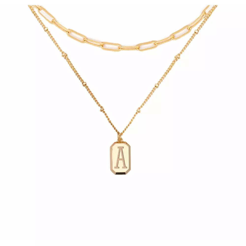 CAI Layering Tag Initial Necklaces - Gold - Juli's Wearable Art