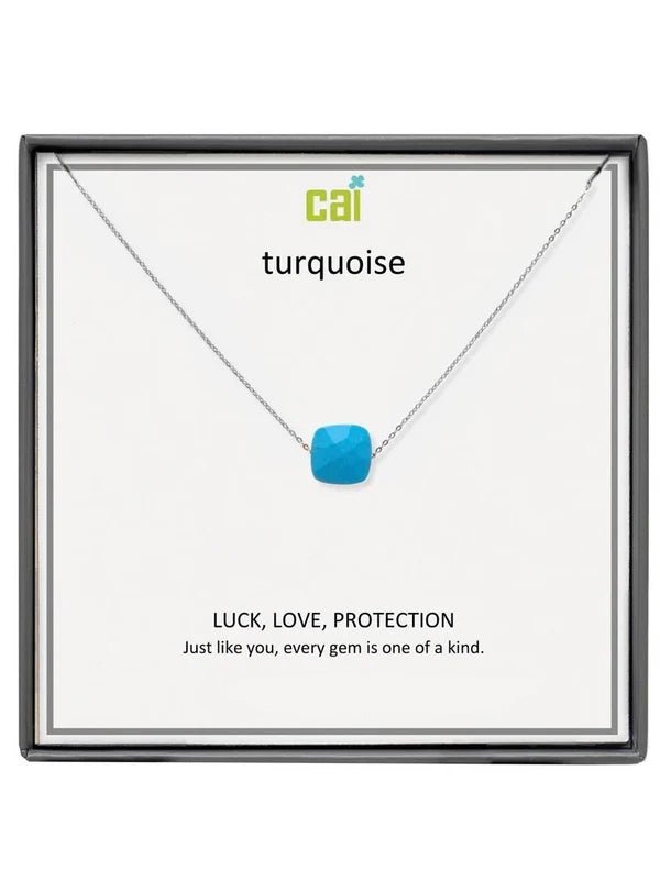 CAI Turquoise Square Gemstone Necklaces - Juli's Wearable Art