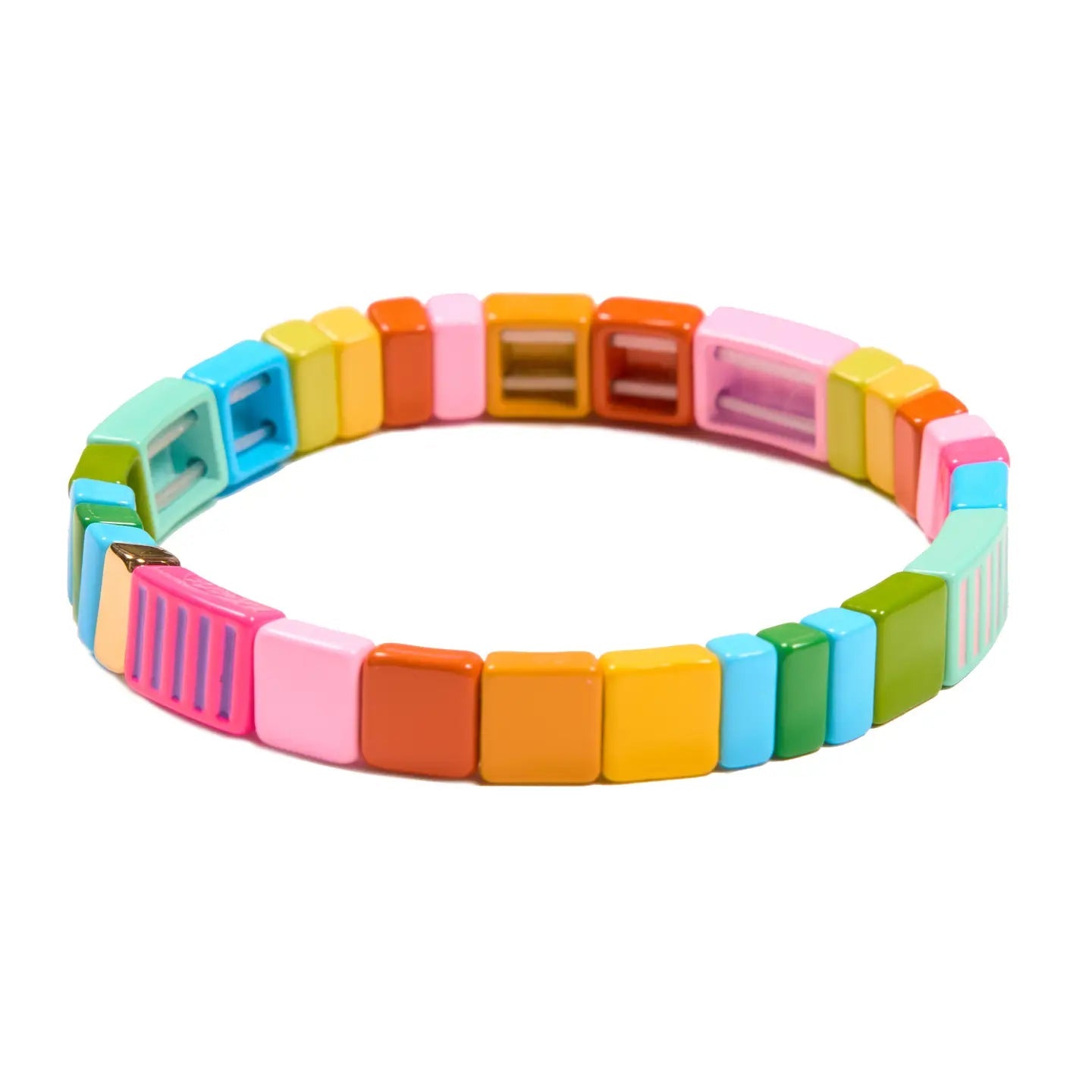 Candy Land Colorful Stretch Tile Bracelet - Juli's Wearable Art