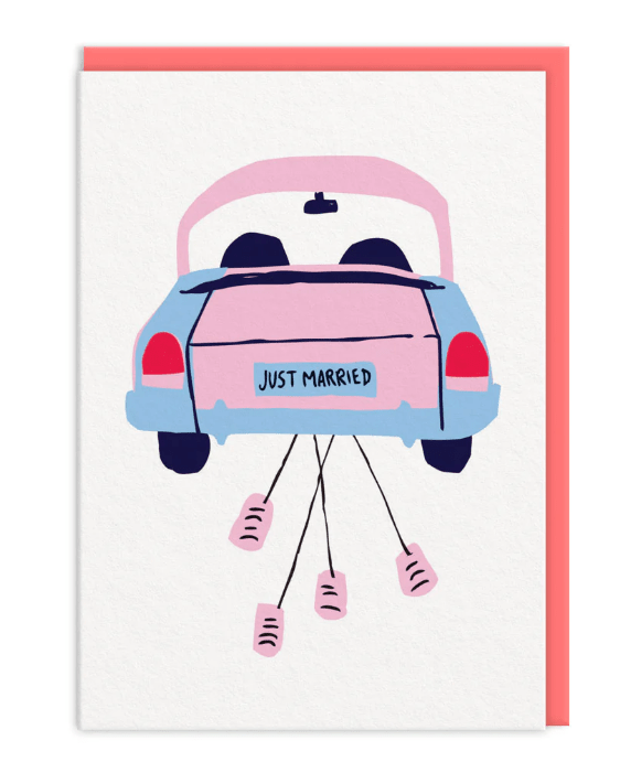 Car and Cans Just Married Card - Juli's Wearable Art
