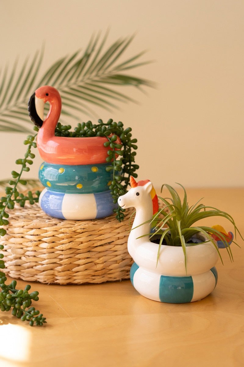 Ceramic Flamingo & Unicorn Swimming Vases | Set of 2 - Juli's Wearable Art