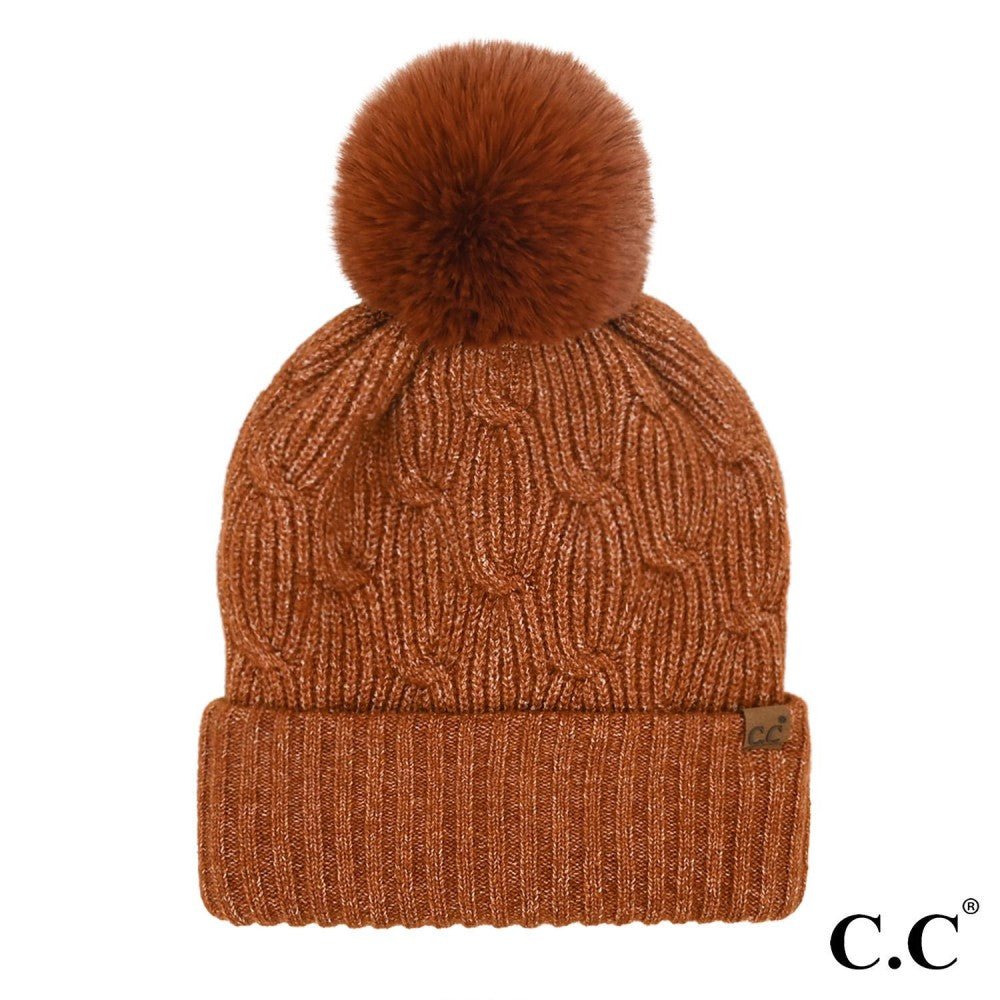 Chain Link Knitted Pom Beanie – Brick - Juli's Wearable Art