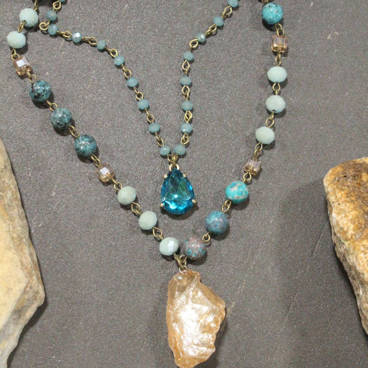 Charming Bohemian Jade Stone Layered Necklace - Juli's Wearable Art