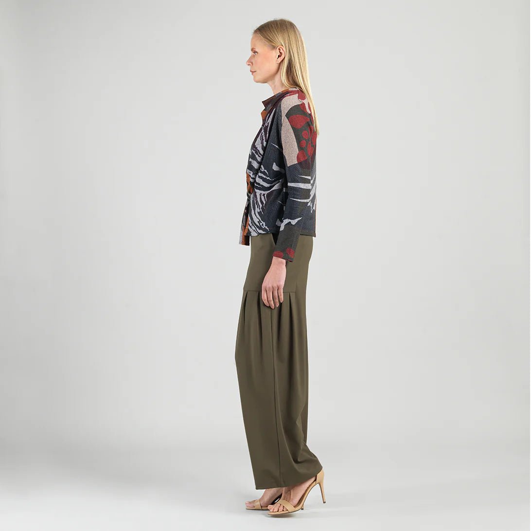 Clara Sunwoo Cozy Knit - Long Sleeve Loop Front Sweater Top - Abstract Harvest - Juli's Wearable Art