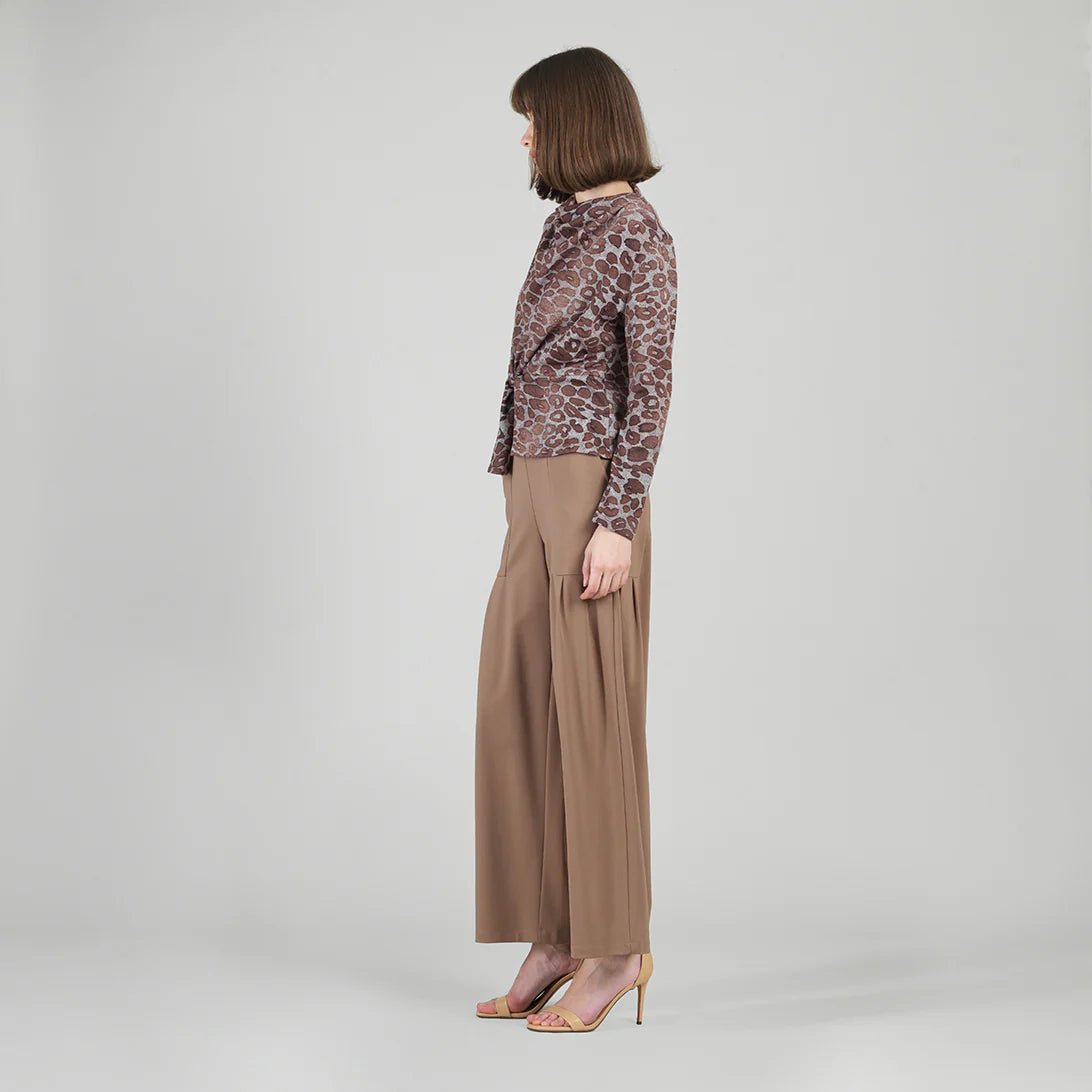 Clara Sunwoo Cozy Knit - Long Sleeve Loop Front Sweater Top - Leopard Motif - Juli's Wearable Art