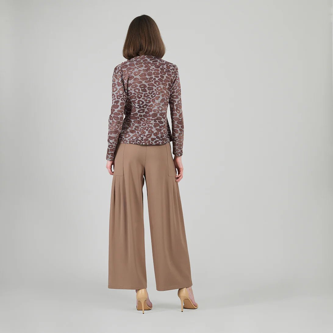 Clara Sunwoo Cozy Knit - Long Sleeve Loop Front Sweater Top - Leopard Motif - Juli's Wearable Art