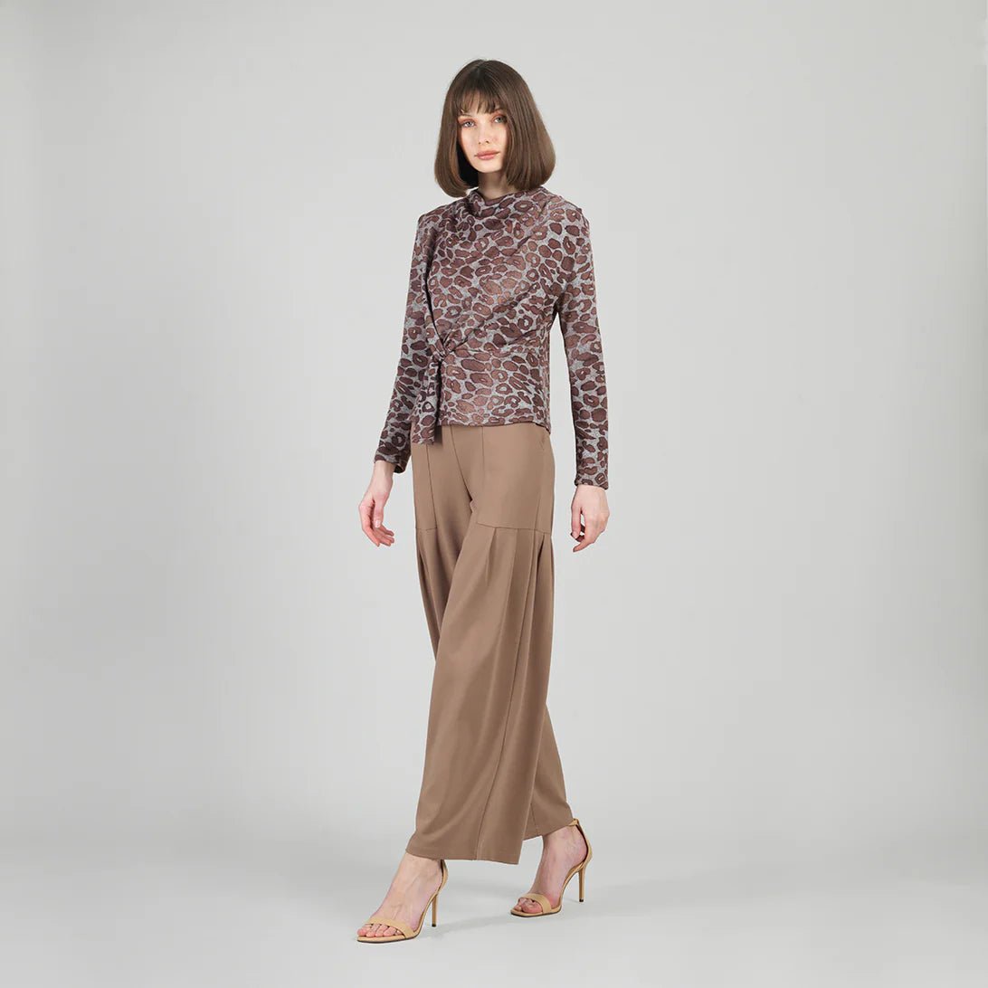 Clara Sunwoo Cozy Knit - Long Sleeve Loop Front Sweater Top - Leopard Motif - Juli's Wearable Art