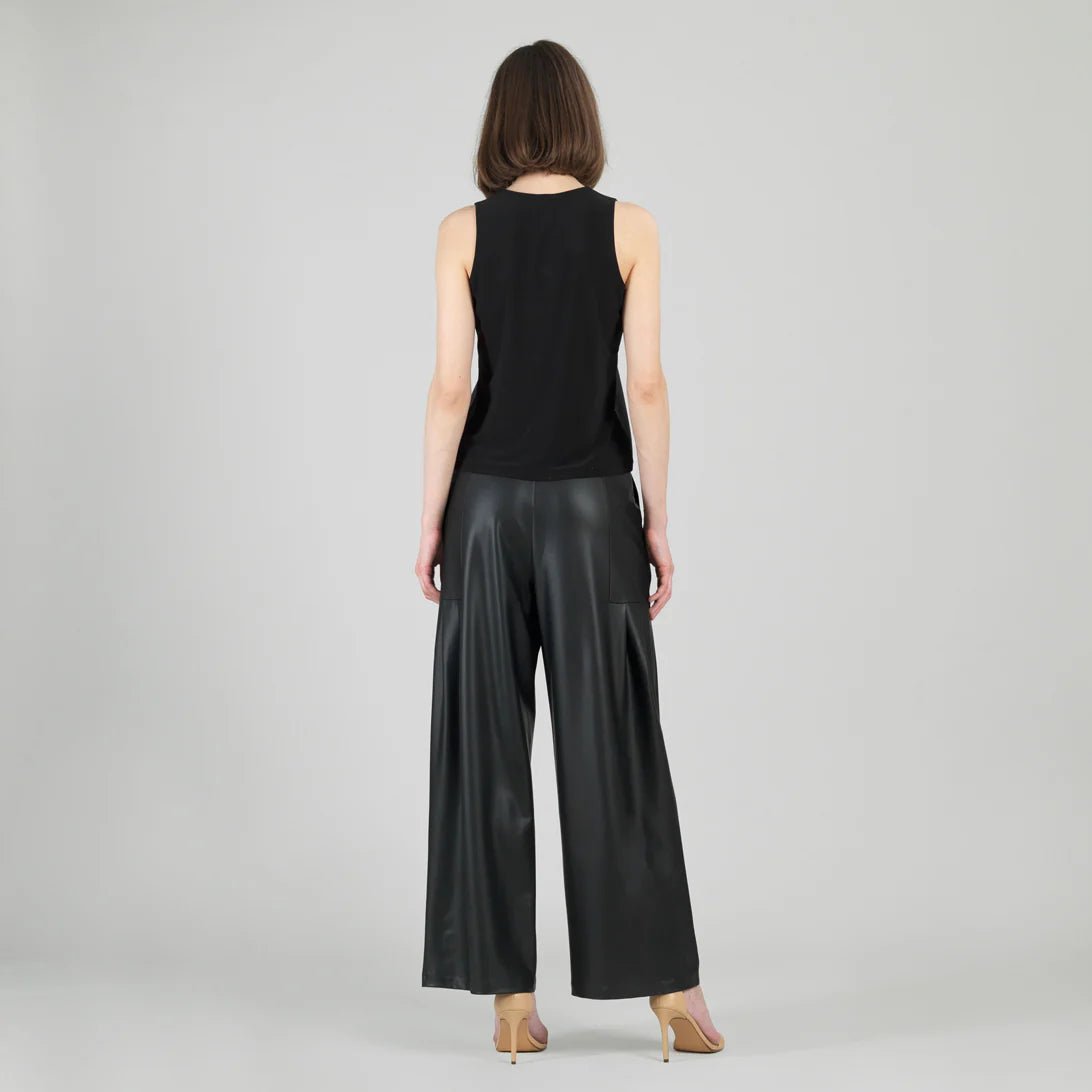 Clara Sunwoo Liquid Leather™ Sheen Two - Tone Jewel Neck Tank - Black - Juli's Wearable Art