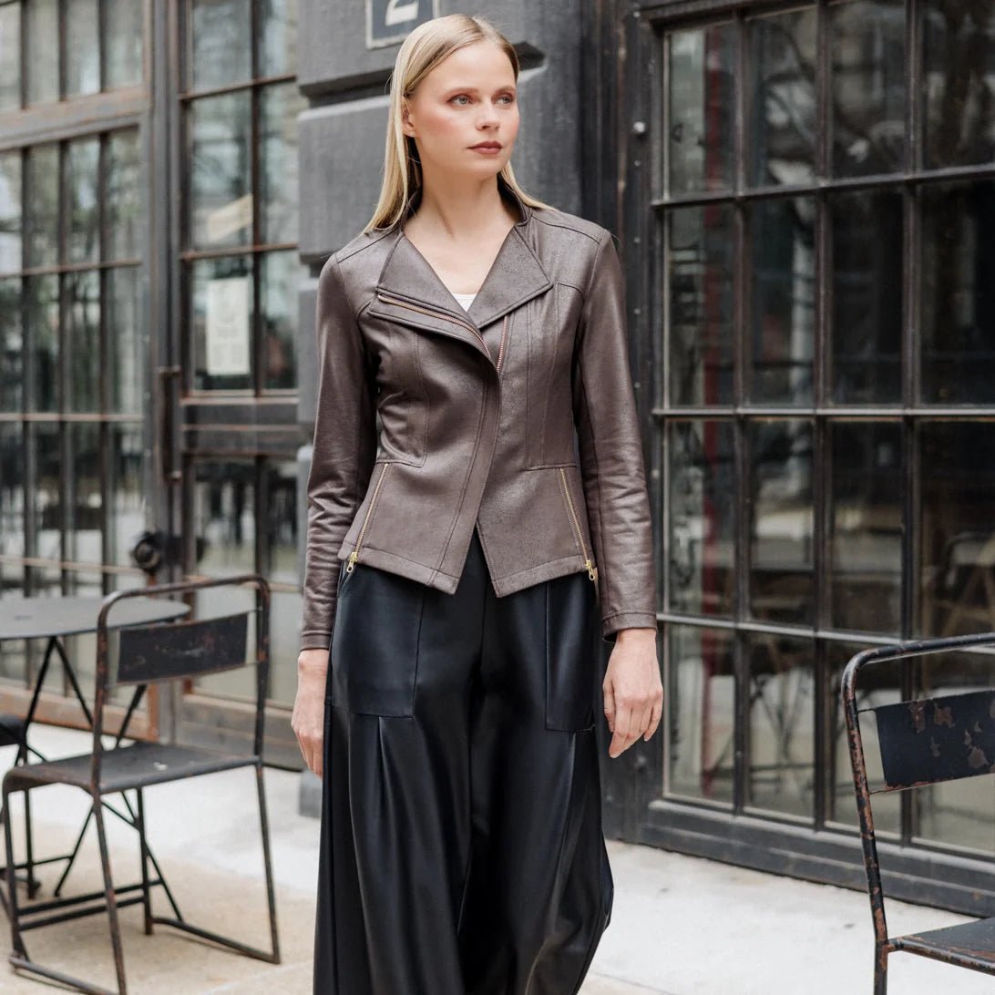 Clara Sunwoo Liquid Leather™ Signature Jacket - Brown - Juli's Wearable Art