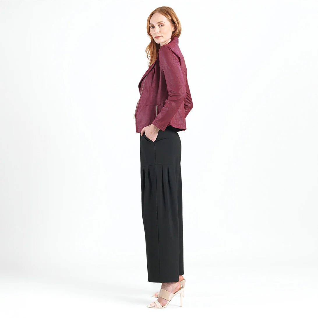 Clara Sunwoo Liquid Leather Zip Jacket - Merlot - Juli's Wearable Art