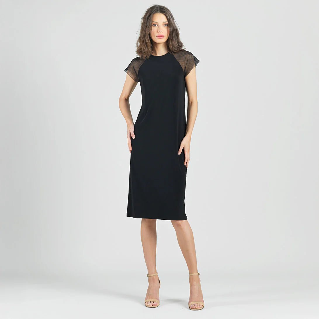 Clara Sunwoo Mesh Cap Sleeve Midi Dress - Black - Juli's Wearable Art