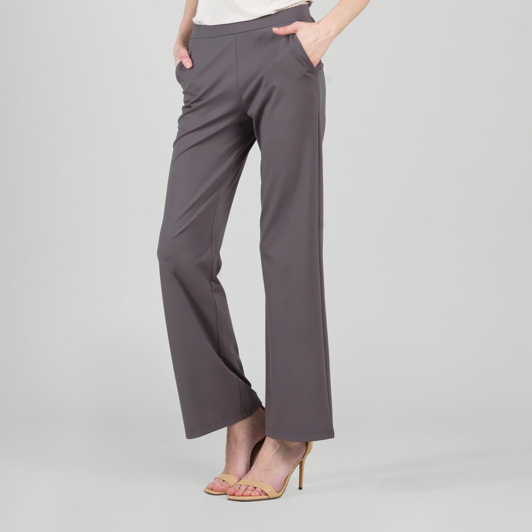 Clara Sunwoo Rayon - Ponte Knit - Loose Leg Pocket Pant - Mocha - Juli's Wearable Art