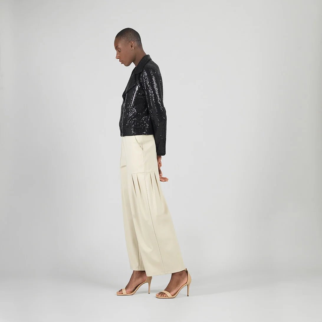 Clara Sunwoo Sequin Knit - Moto Waist Jacket - Black - Juli's Wearable Art