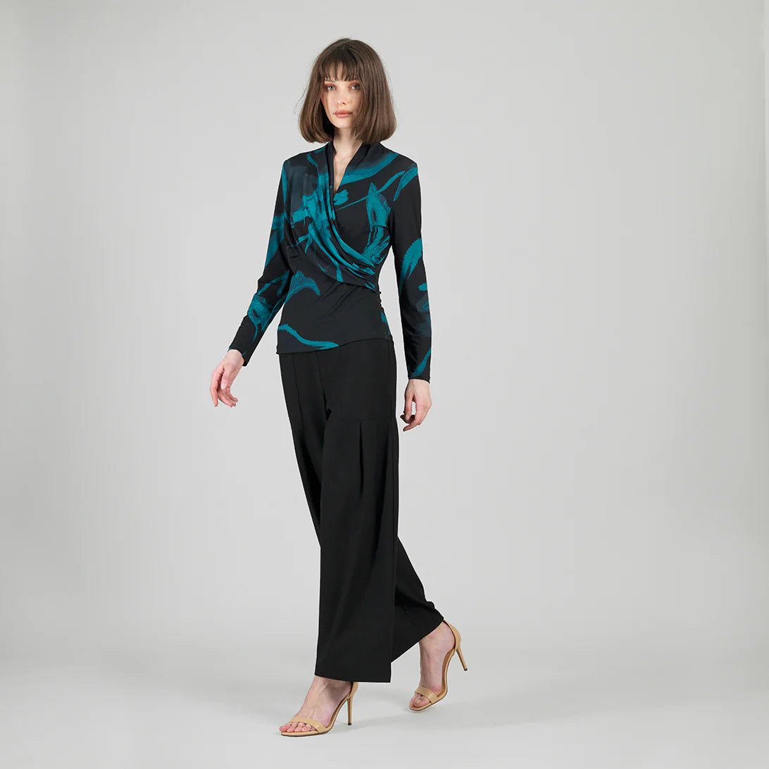 Clara Sunwoo V - Neck Draped Pleat Top - Floral Eclipse - Juli's Wearable Art