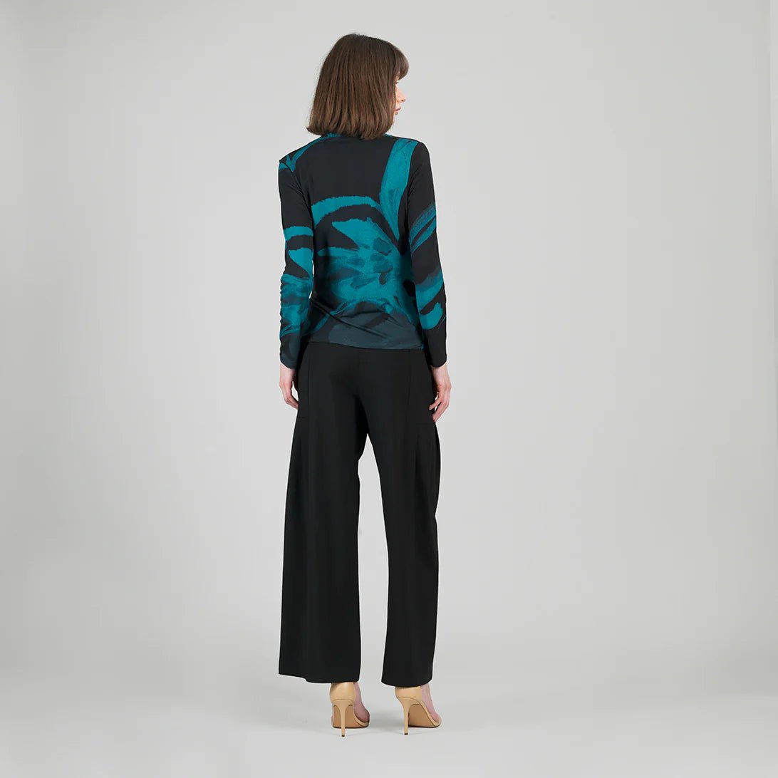 Clara Sunwoo V - Neck Draped Pleat Top - Floral Eclipse - Juli's Wearable Art