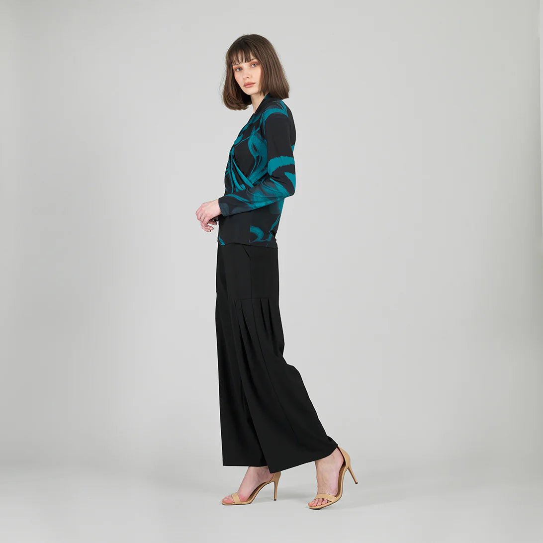 Clara Sunwoo V - Neck Draped Pleat Top - Floral Eclipse - Juli's Wearable Art