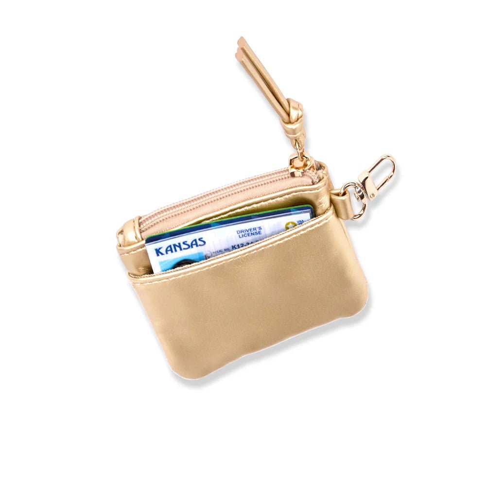Clear HydroBag® Stadium with Gold Trim and Matching Pouch - Juli's Wearable Art