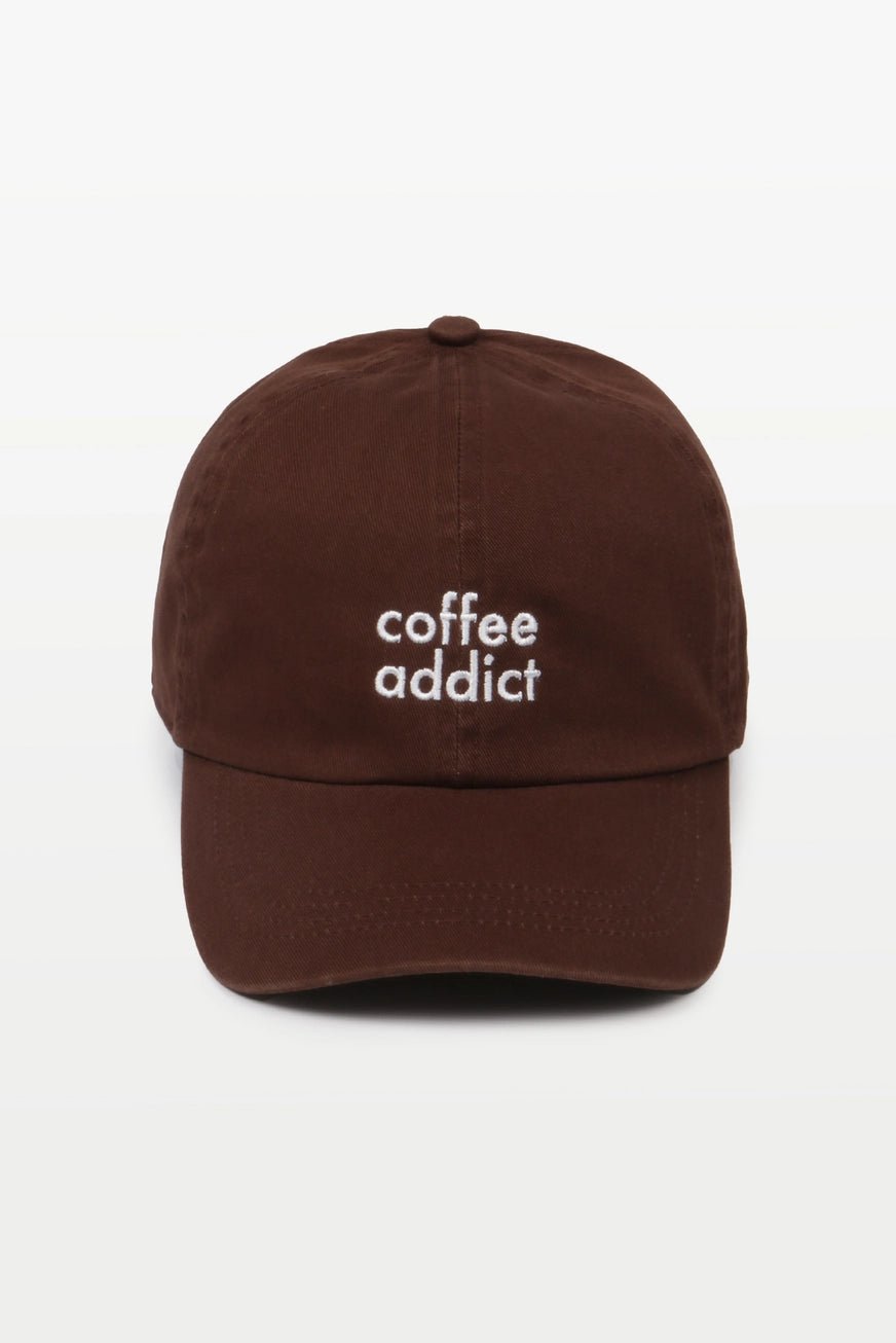 Coffee Addict Embroidery Brown Baseball Cap - Juli's Wearable Art