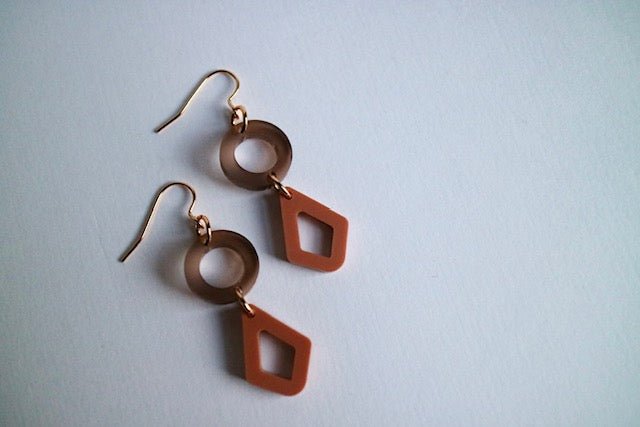 Coffee & Camel Acrylic Double Dainty Earrings - Juli's Wearable Art