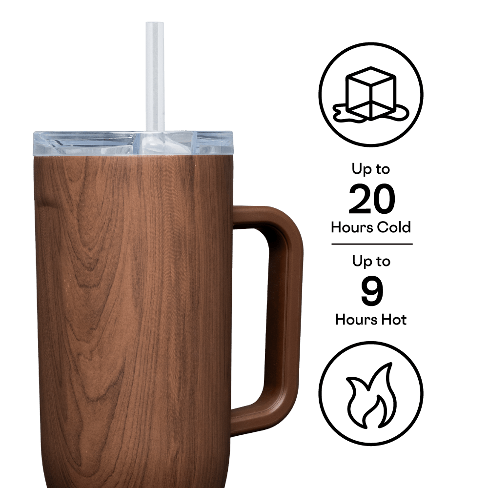 Corkcicle 40oz Cruiser Insulated Tumbler with Handle - Walnut Wood - Juli's Wearable Art