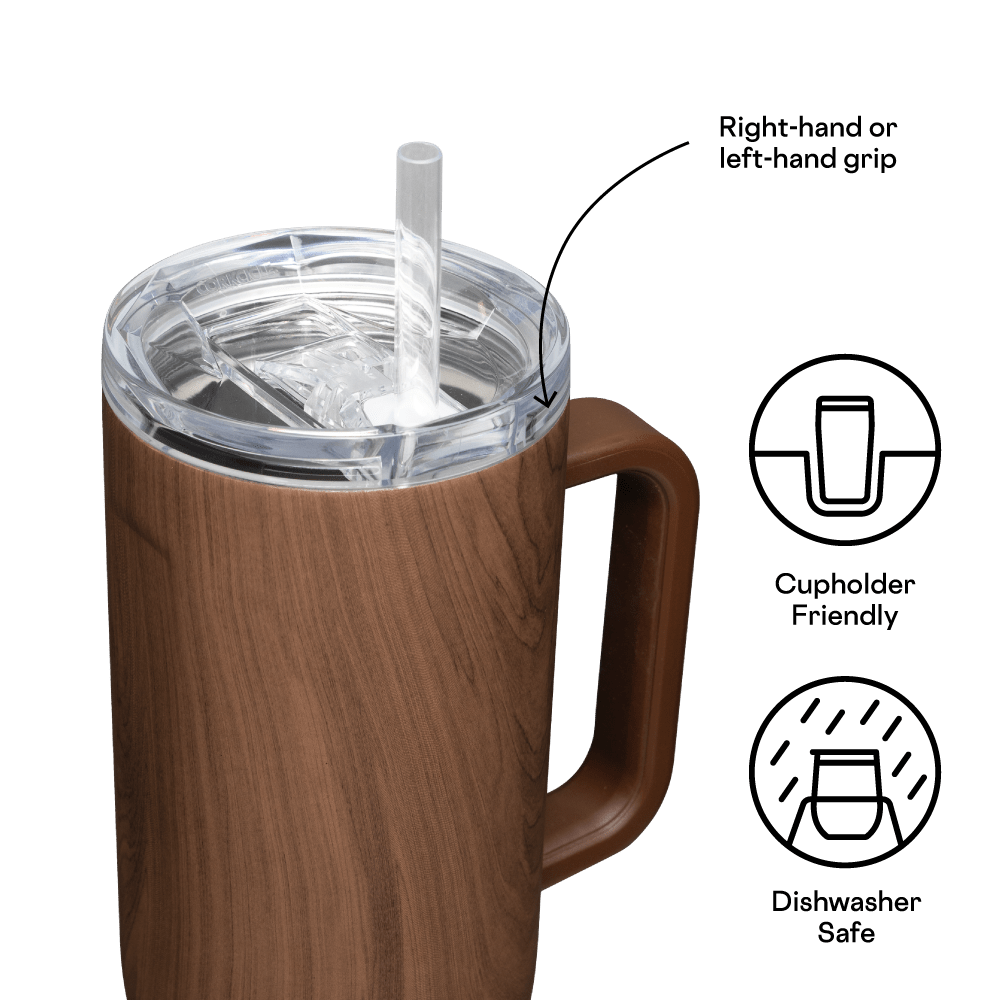 Corkcicle 40oz Cruiser Insulated Tumbler with Handle - Walnut Wood - Juli's Wearable Art
