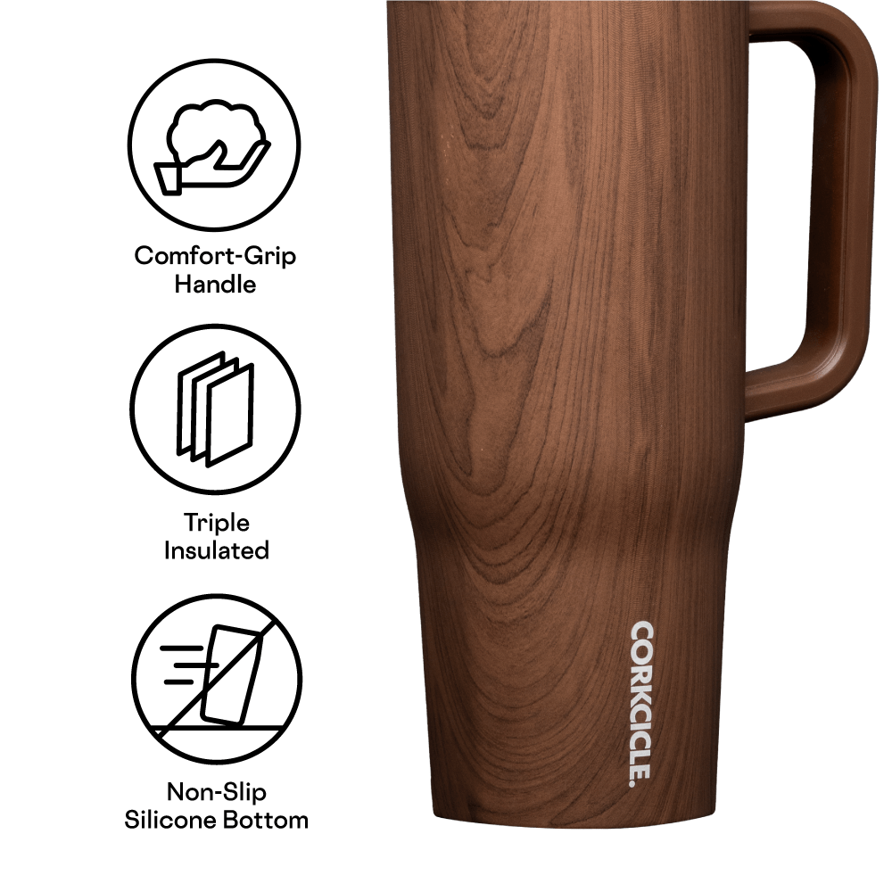 Corkcicle 40oz Cruiser Insulated Tumbler with Handle - Walnut Wood - Juli's Wearable Art