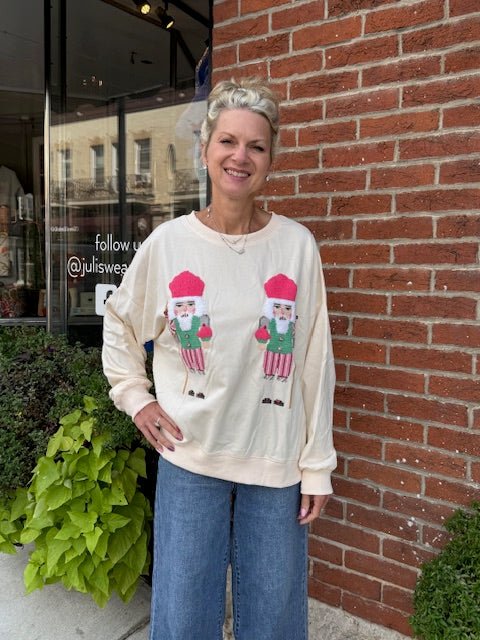 Cross Stitch Embroidery Nutcrackers Sweatshirt - Juli's Wearable Art