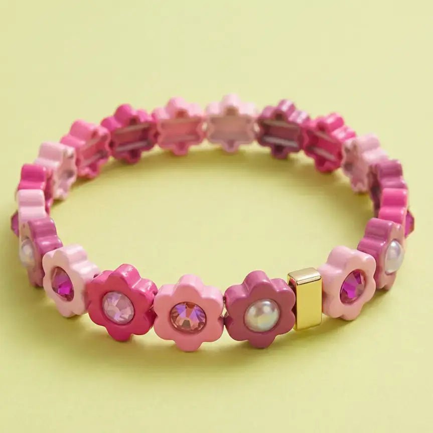 Daisy Enamel Stretch Bracelet | Pink + Purple - Juli's Wearable Art