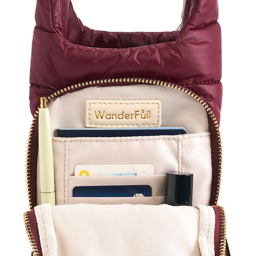 Dark Cherry HydroBag® with Cherry and Black Striped Strap - Juli's Wearable Art