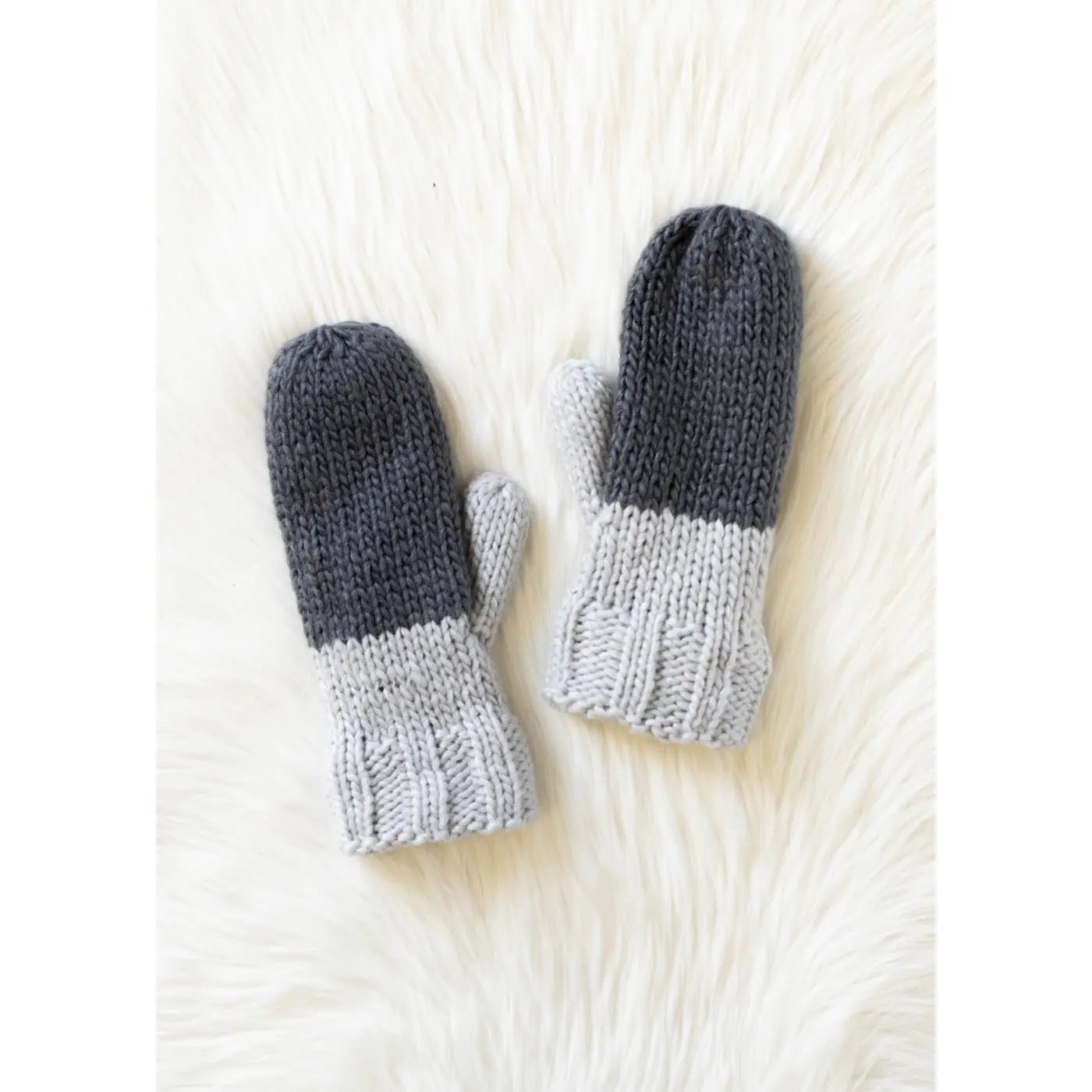 Dark & Light Gray Cable Knit Mittens - Juli's Wearable Art