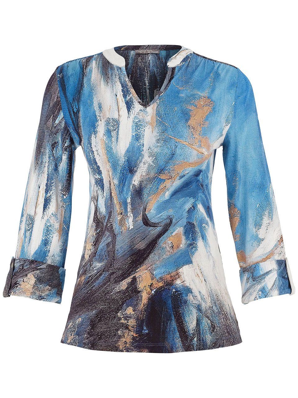 Dolcezza Abstract V - Neck Pullover Top - Juli's Wearable Art