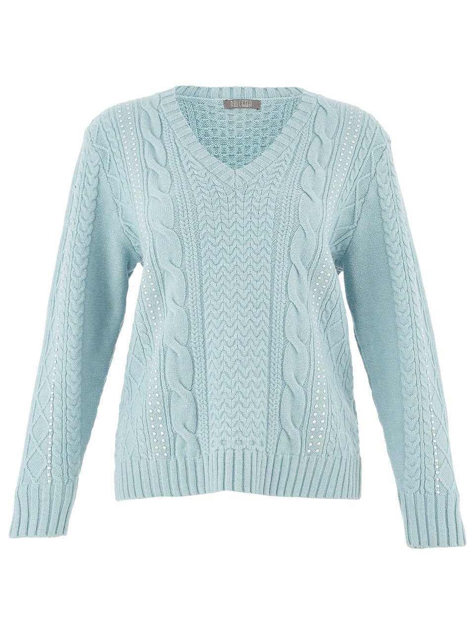Dolcezza Embellished V - Neck Sweater | Seafoam - Juli's Wearable Art