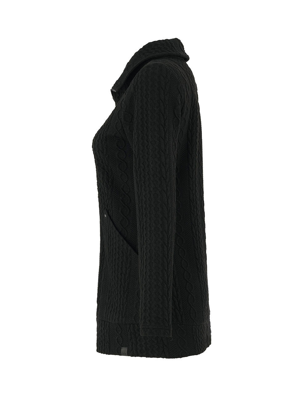 Dolcezza Embossed Cable Knit Zip Jacket | Black - Juli's Wearable Art