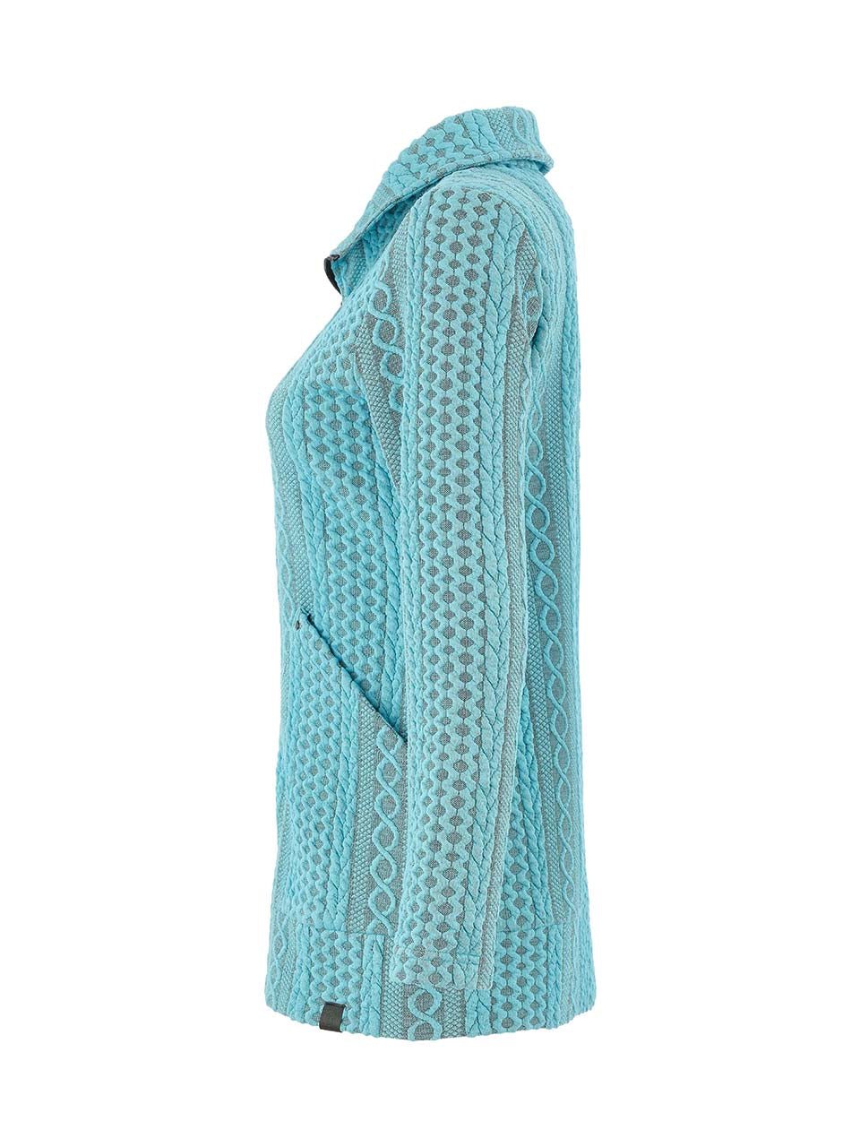 Dolcezza Embossed Cable Knit Zip Jacket | Turquoise - Juli's Wearable Art