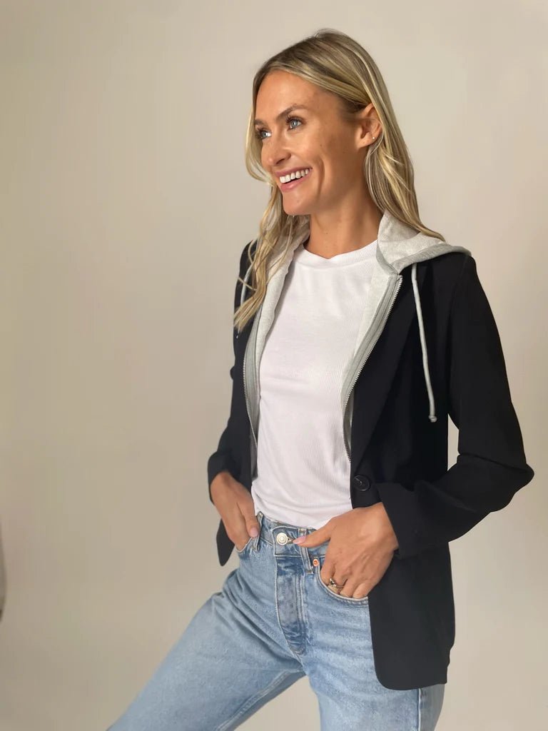 Drew Blazer with Sweatshirt Insert - Black - Juli's Wearable Art