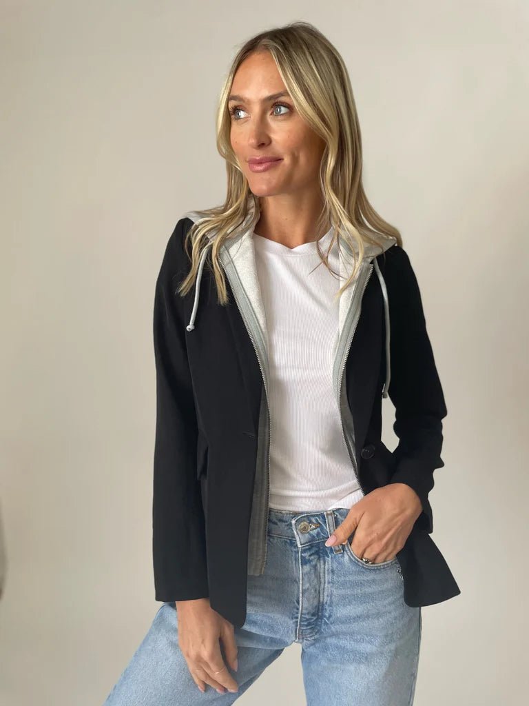 Drew Blazer with Sweatshirt Insert - Black - Juli's Wearable Art