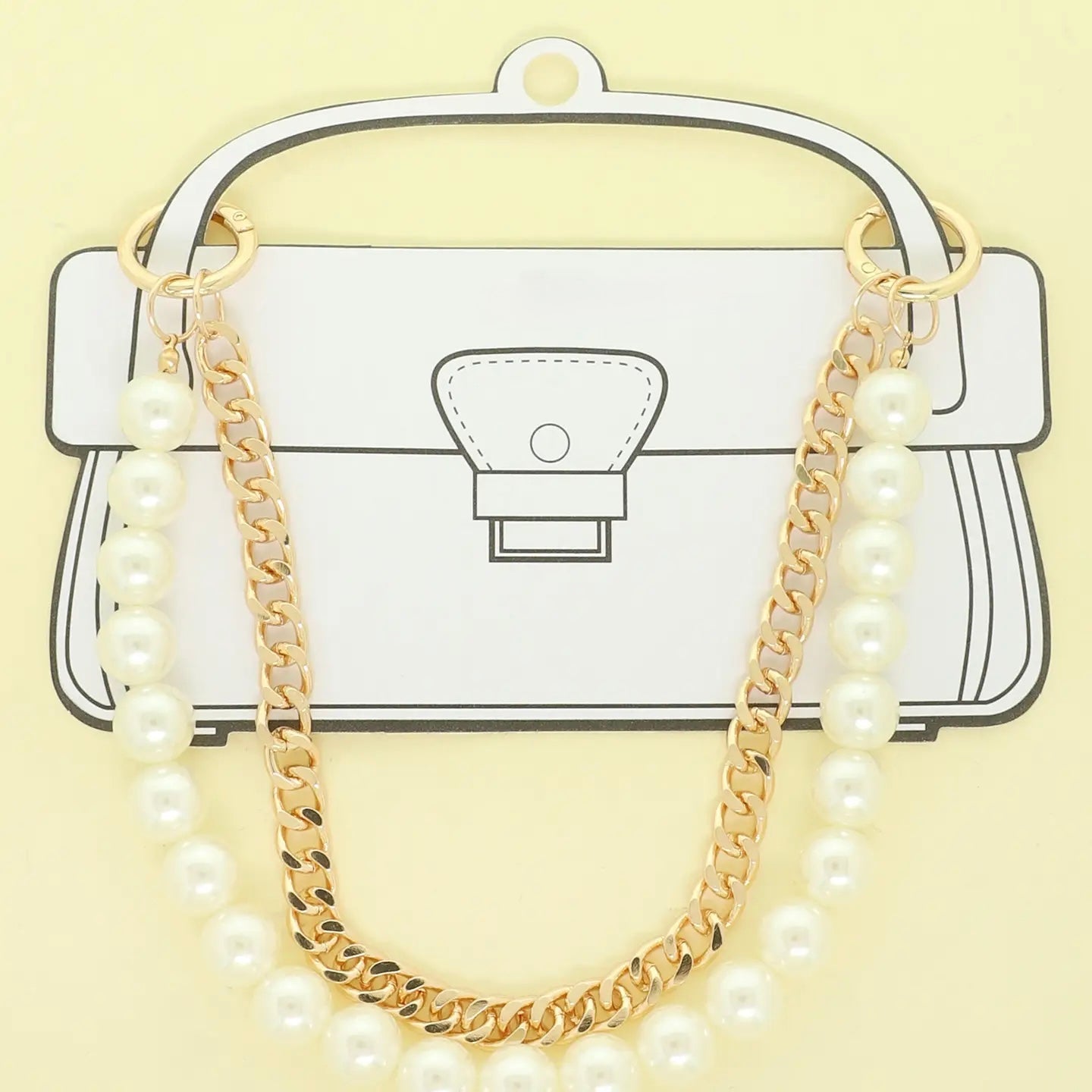 Dual - Strand Pearl & Curb Bag Chain – 10" - Juli's Wearable Art