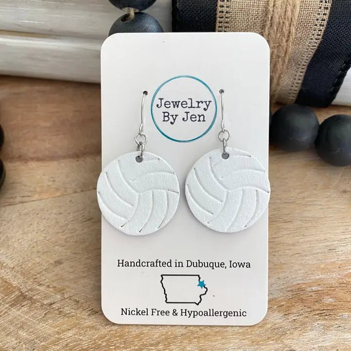 Embossed Volleyball Earrings - Juli's Wearable Art