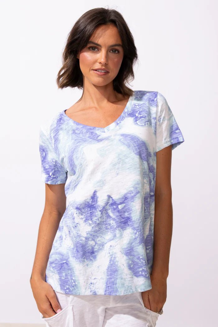 Escape by Habitat Peruvian Cotton Ocean Marble Tee | Baja Blue - Juli's Wearable Art