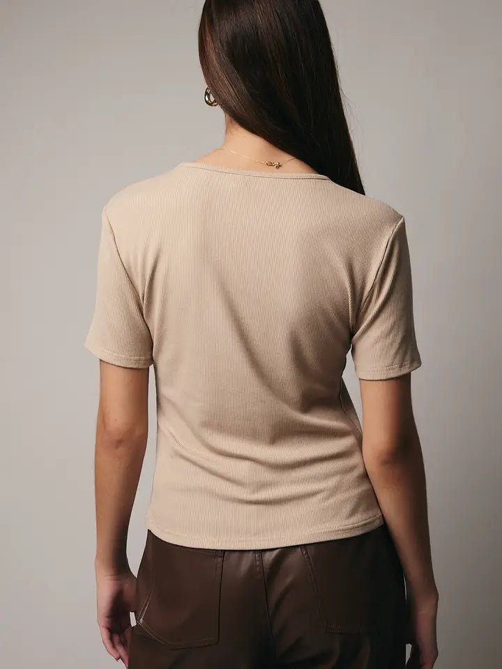 Espresso Beads Rib Short - Sleeve Top - Juli's Wearable Art