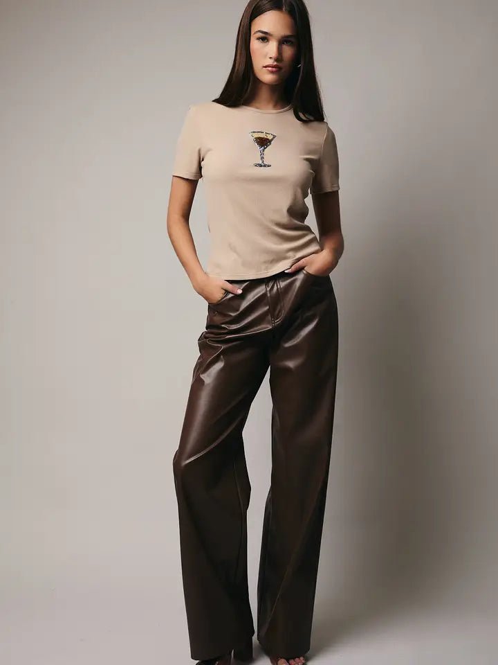 Espresso Beads Rib Short - Sleeve Top - Juli's Wearable Art